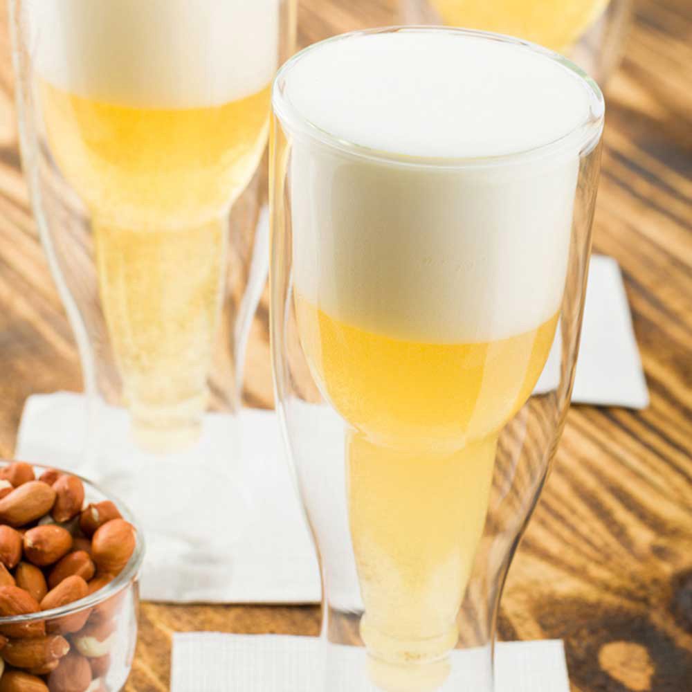 Restaurantware Forma 9oz Double Wall Beer Glasses - 10-Pack Shatterproof Clear Drinking Glasses with Rolled Rim for Beer, Cocktails, Wine & Beverages - Perfect for Bars, Restaurants & Home Entertaining