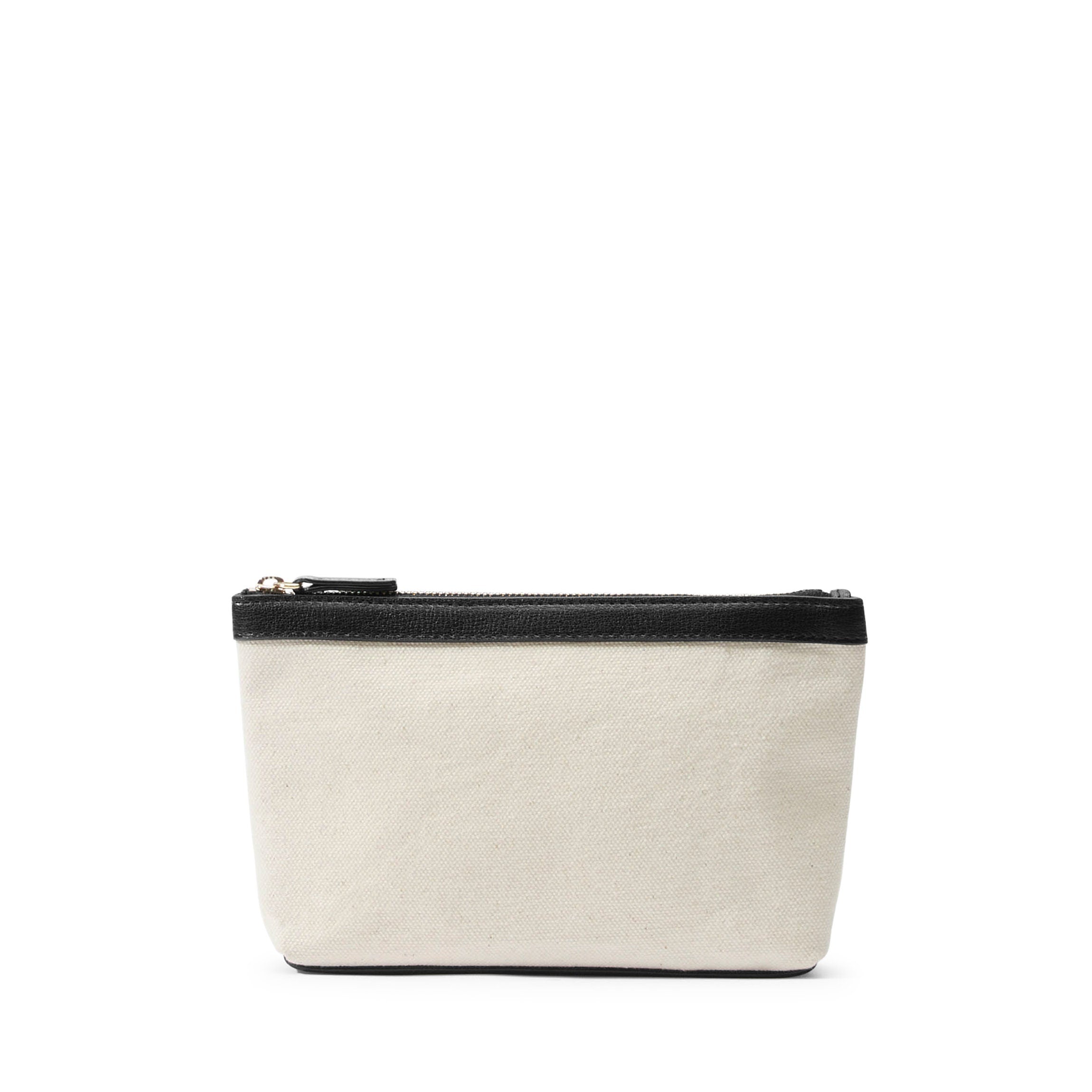 Canvas Small Accessories Pouch - Natural & Black Color for Jewelry, Coins, Keys - Perfect for Travel, Home & Office Organization