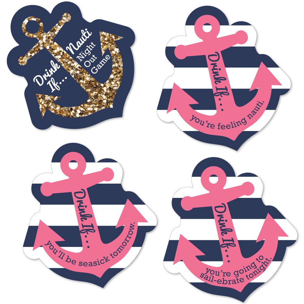 Big Dot of Happiness Drink If Game - Last Sail Before the Veil - Fun Nautical Themed Bridal Shower & Bachelorette Party Card Game (24 Count) - Perfect for Wedding Celebrations, Girls Night Out & Pre-Wedding Events