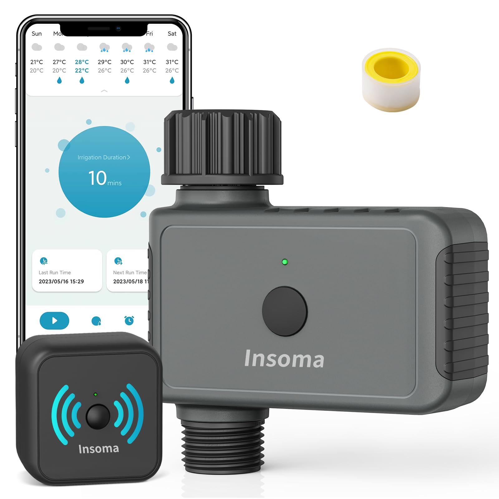 Smart WiFi Sprinkler Timer for Garden - 2.4GHz WiFi Hub, App & Voice Control (Alexa/Google Assistant), Rain Delay & Manual Watering - Perfect for Yard, Lawn & Plant Irrigation System | Outdoor Watering Solution for Home Gardens & Landscapes