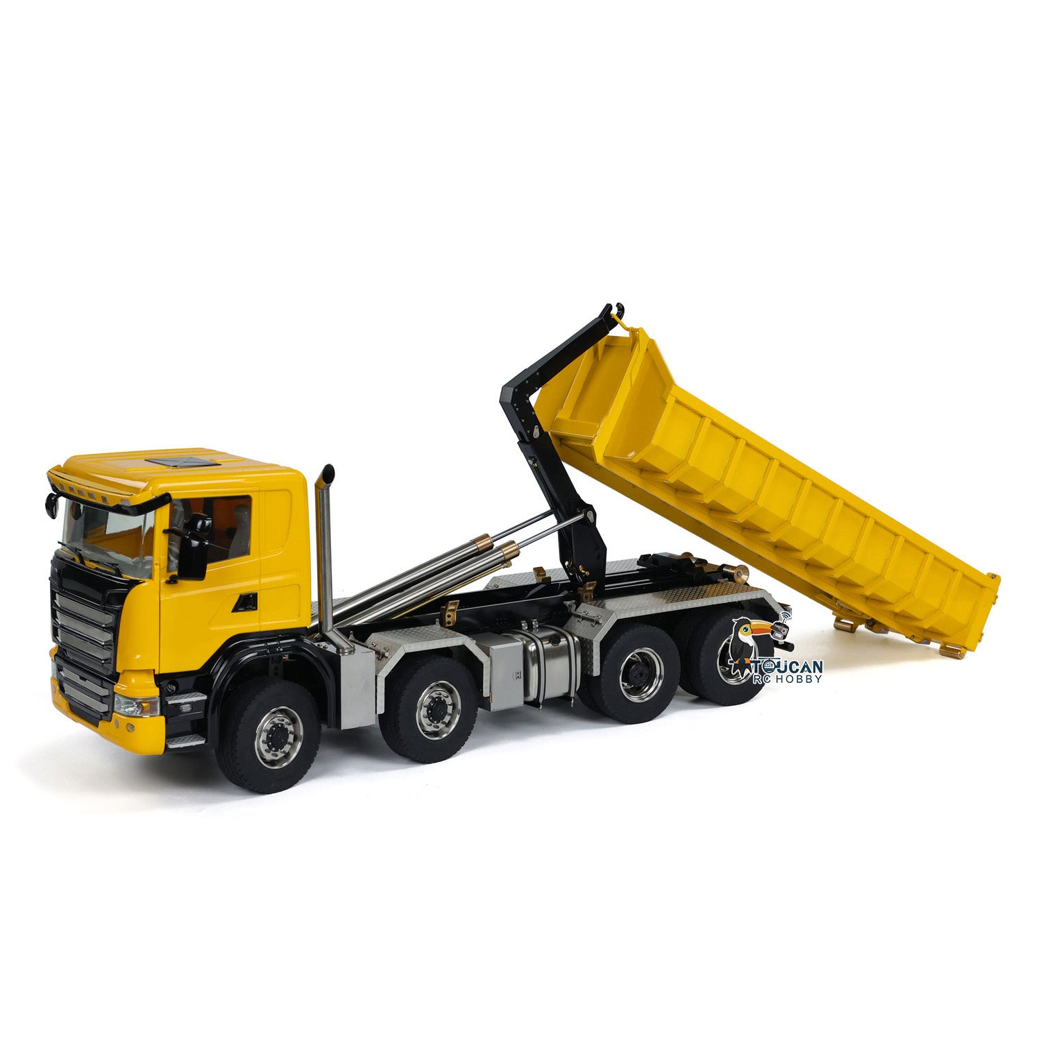 1/14 Scale 8x8 RC Hydraulic Dump Truck with 3-Speed Transmission, Differential Lock Axles & Powerful Motor - Remote Control Construction Vehicle for Off-Road Play, Sandbox Toys, and Construction Site Simulation