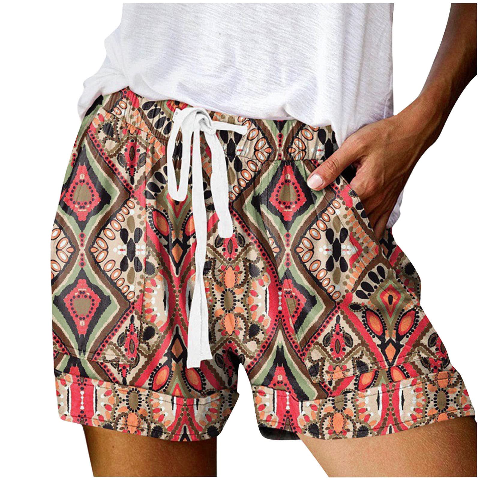 Women's Floral Beach Shorts with Pockets - Summer Casual & Tropical Print for Vacation