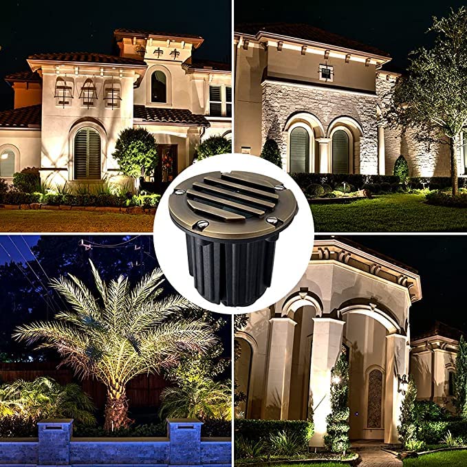 7W LED Spot Lights Outdoor Landscape Lighting - Solid Brass In-Ground Well Lights for Home, Garden, Patio & Deck (4 Pack) | Durable Security Lighting for Bright, Long-Lasting Illumination | Perfect for Pathway, Driveway & Yard Accent Lighting