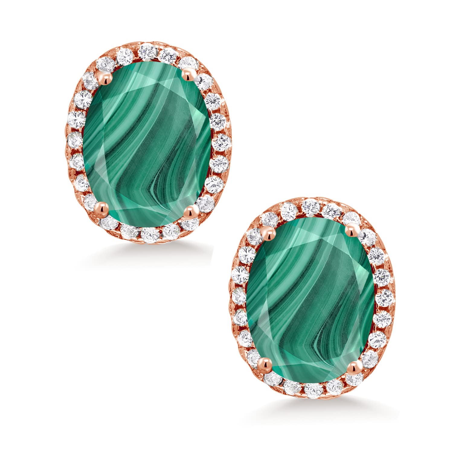 9X7MM Oval Cut Gemstone Birthstone Halo Earrings for Women - 18K Rose Gold Plated Sterling Silver | Fine Jewelry Gift for Mom, Wife, Her | Perfect for Birthdays, Anniversaries & Special Occasions