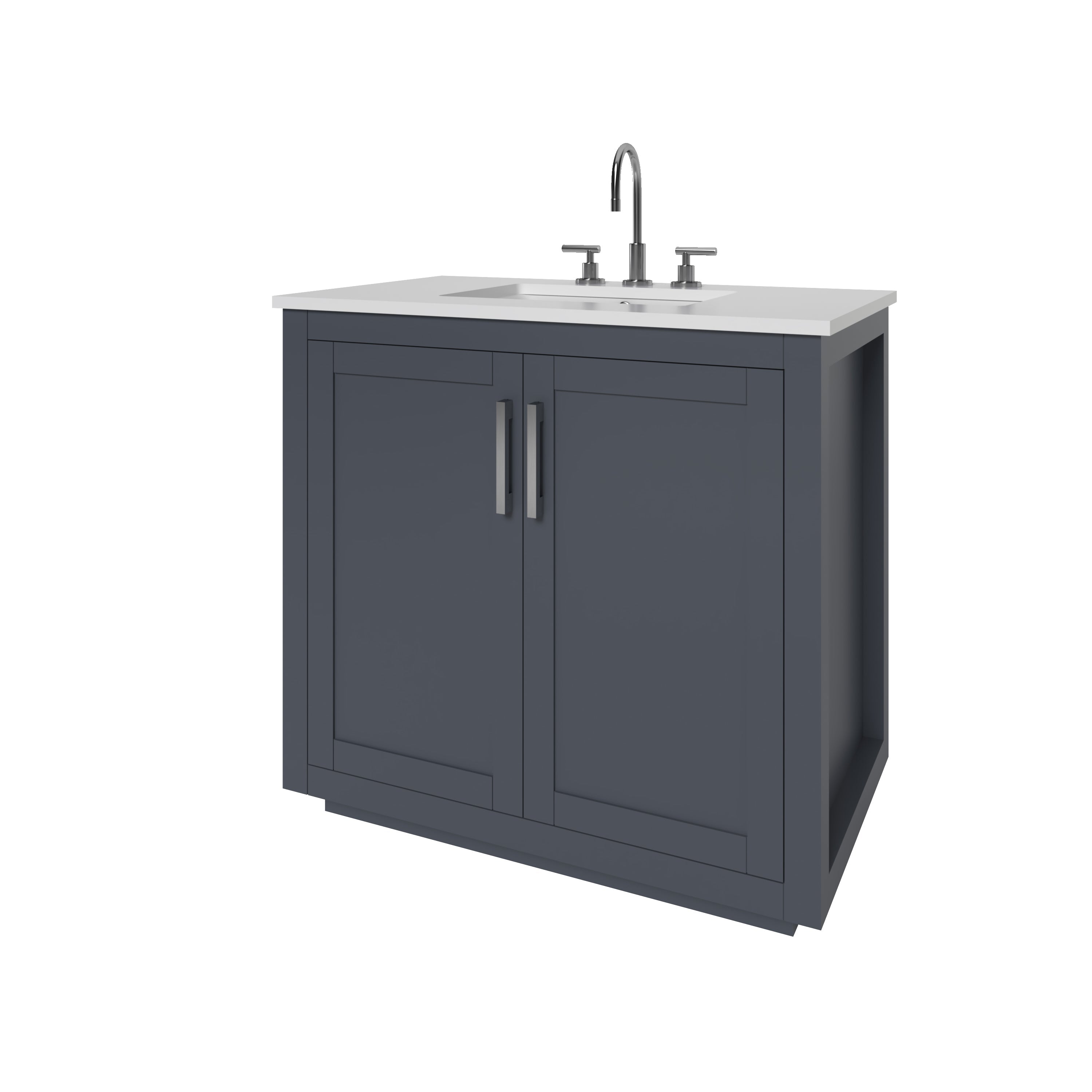 35.5 Inch Modern Grey Bathroom Vanity Cabinet - Nearmé Miami Freestanding Storage for Small Bathrooms | Perfect for Master Bath, Powder Room & Apartment Renovations