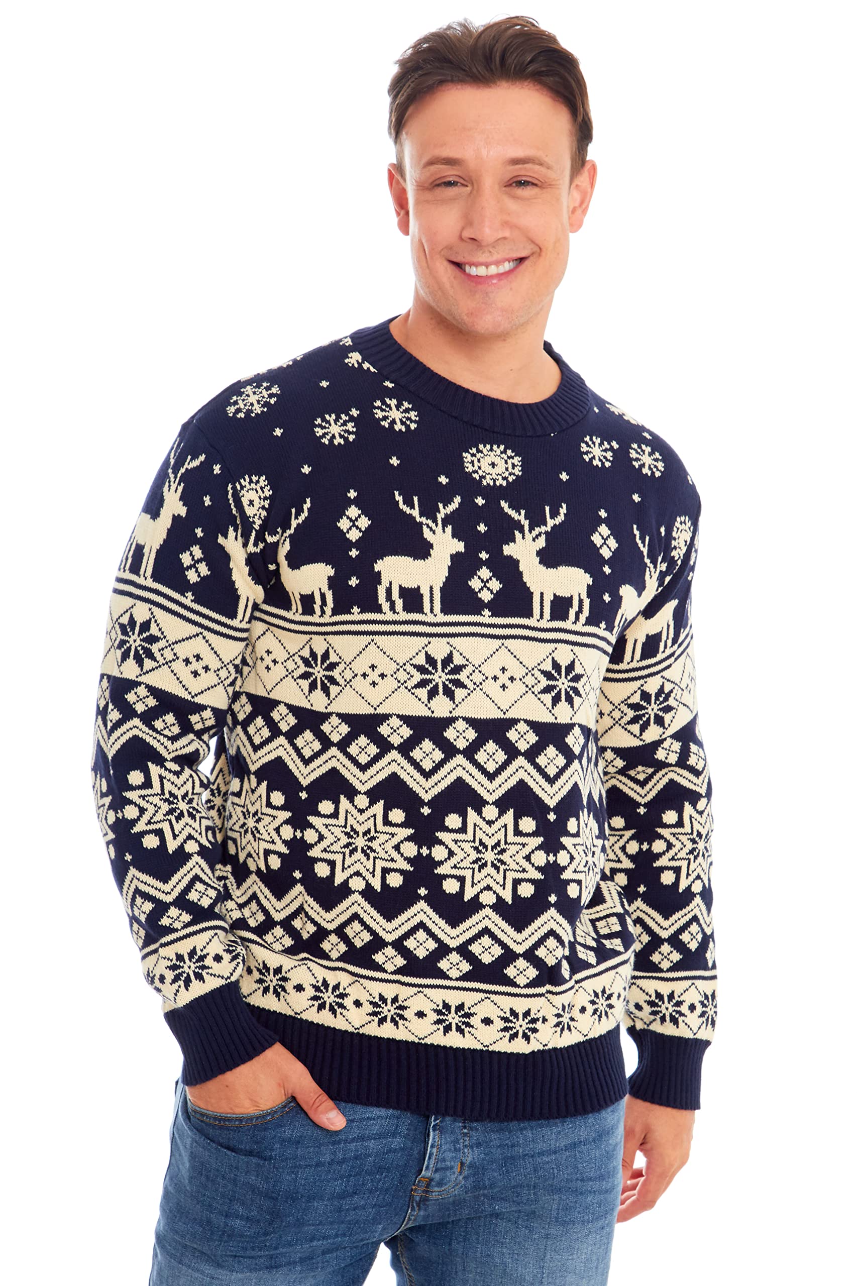 Festive Christmas Fairisle Santa Sweater for Men & Women - Unisex Holiday Party Jumper in Sizes S-4XL - Perfect for Ugly Sweater Contests, Office Parties & Family Gatherings