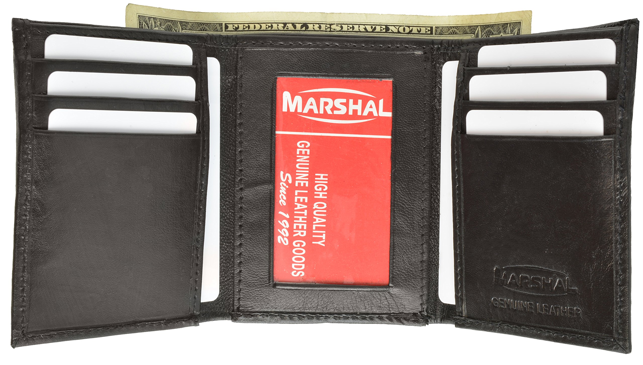 Premium Genuine Leather Men's Trifold Wallet with RFID Protection & Zippered Coin Pocket - Slim Bifold Wallet for Cash, Cards & ID - Perfect for Business, Travel & Everyday Use