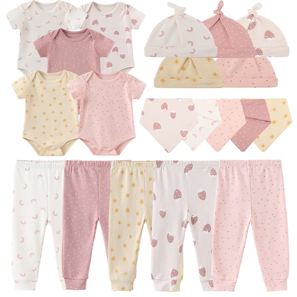 Kiddiezoom Newborn Baby Clothes Set - Cute Outfits, Pants & Bodysuits for Boys & Girls 0-3 Months | Perfect Baby Shower Gift & Layette Essentials for Newborns