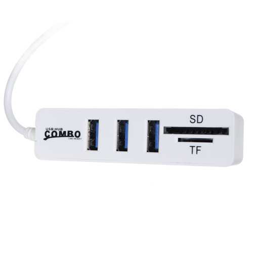 HY 617 Mini USB 2.0 Hub with SD/TF Card Reader - 4-Port USB Splitter & Memory Card Adapter for Laptop, PC, Mac - Expand Connectivity for External Drives, Flash Storage & More