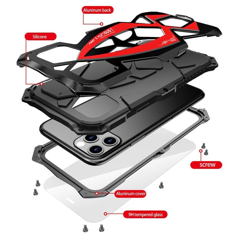 iPhone 15 Pro Max Case - Shockproof Aluminum Bumper with Military-Grade Protection | Perfect for Outdoor Adventures, Travel & Daily Use