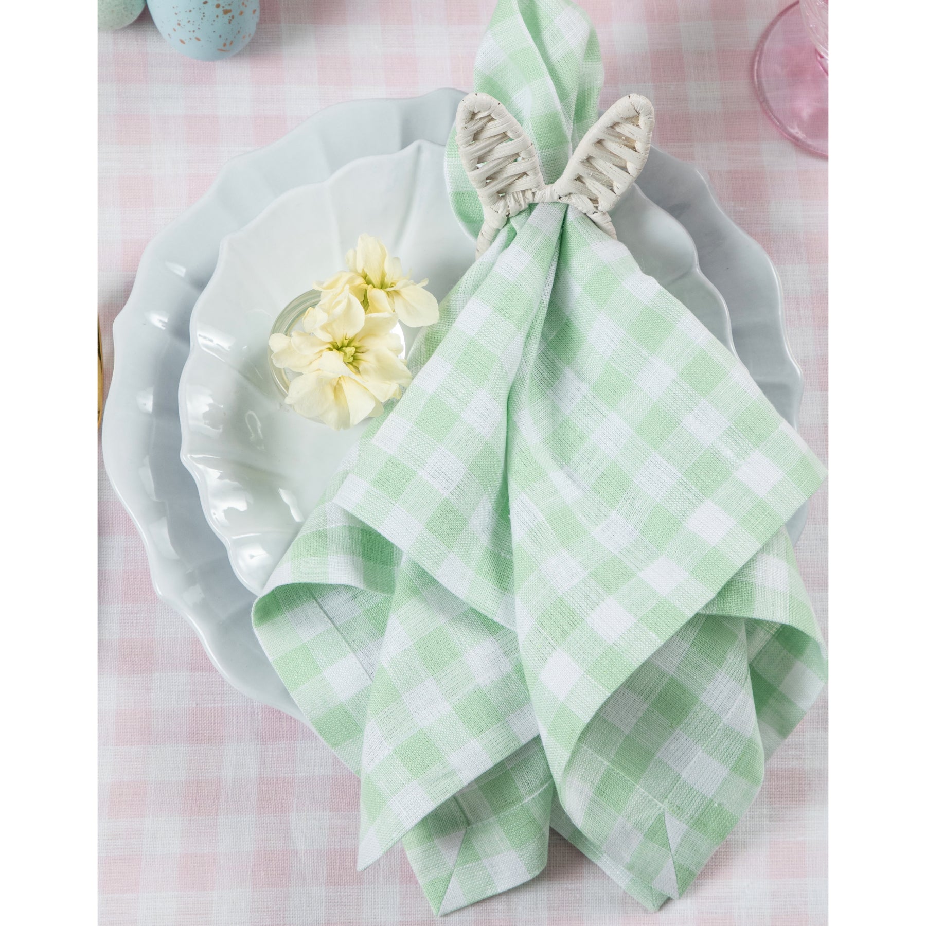 Premium Gingham Checkered Napkins Set of 4 - 100% Cotton Kitchen & Dining Cloth for Parties, Picnics, and Everyday Use