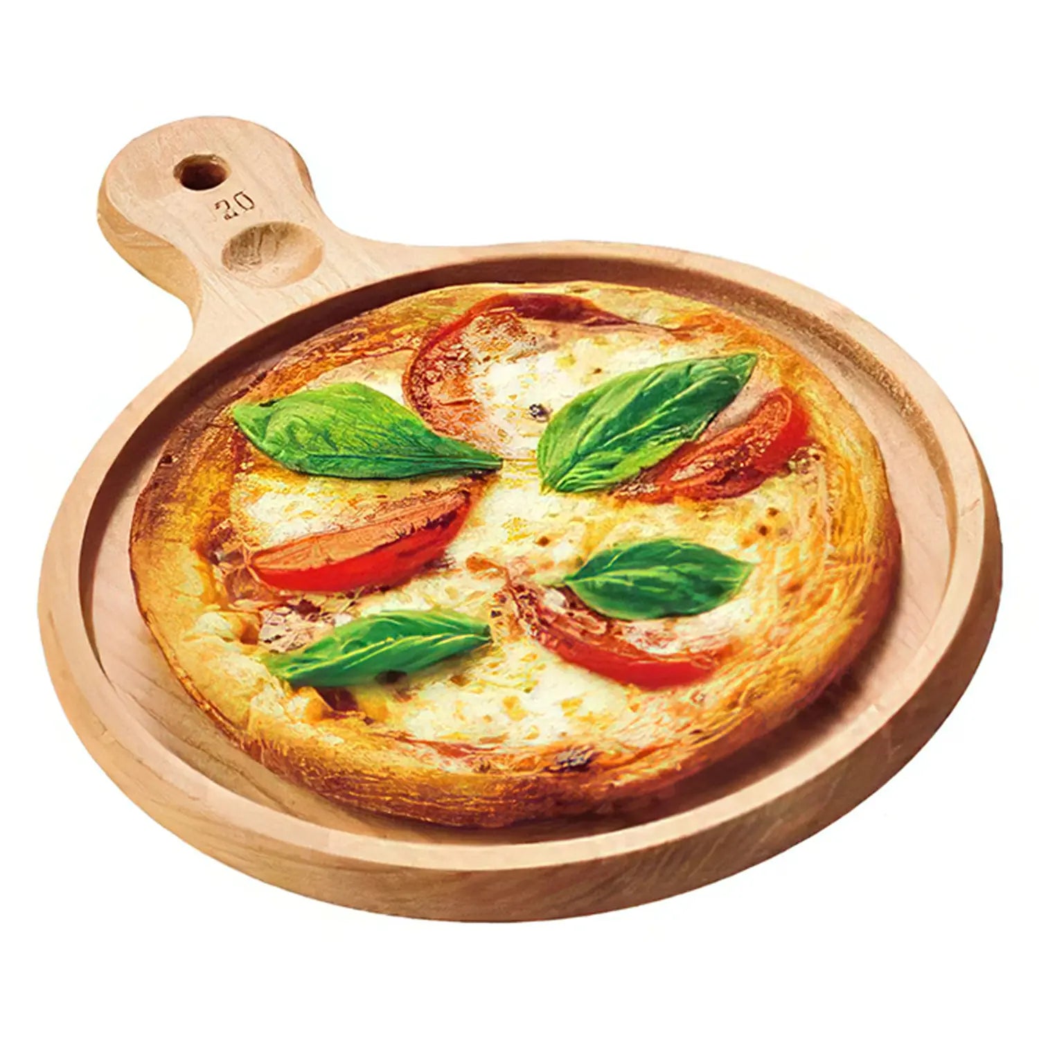 EBM Maple Wood Pizza Serving Tray - Handcrafted Wooden Pizza Board for Home, Restaurants & Parties - Perfect for Serving, Cutting & Presenting Pizzas, Charcuterie & Appetizers