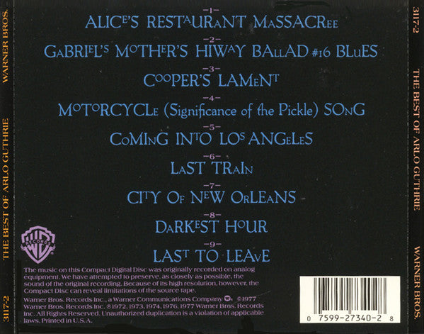 Arlo Guthrie - The Best Of Arlo Guthrie CD (Compilation, Reissue, Near Mint or Mint Condition) | Folk Music Collection, Vintage Album Gift for Music Lovers