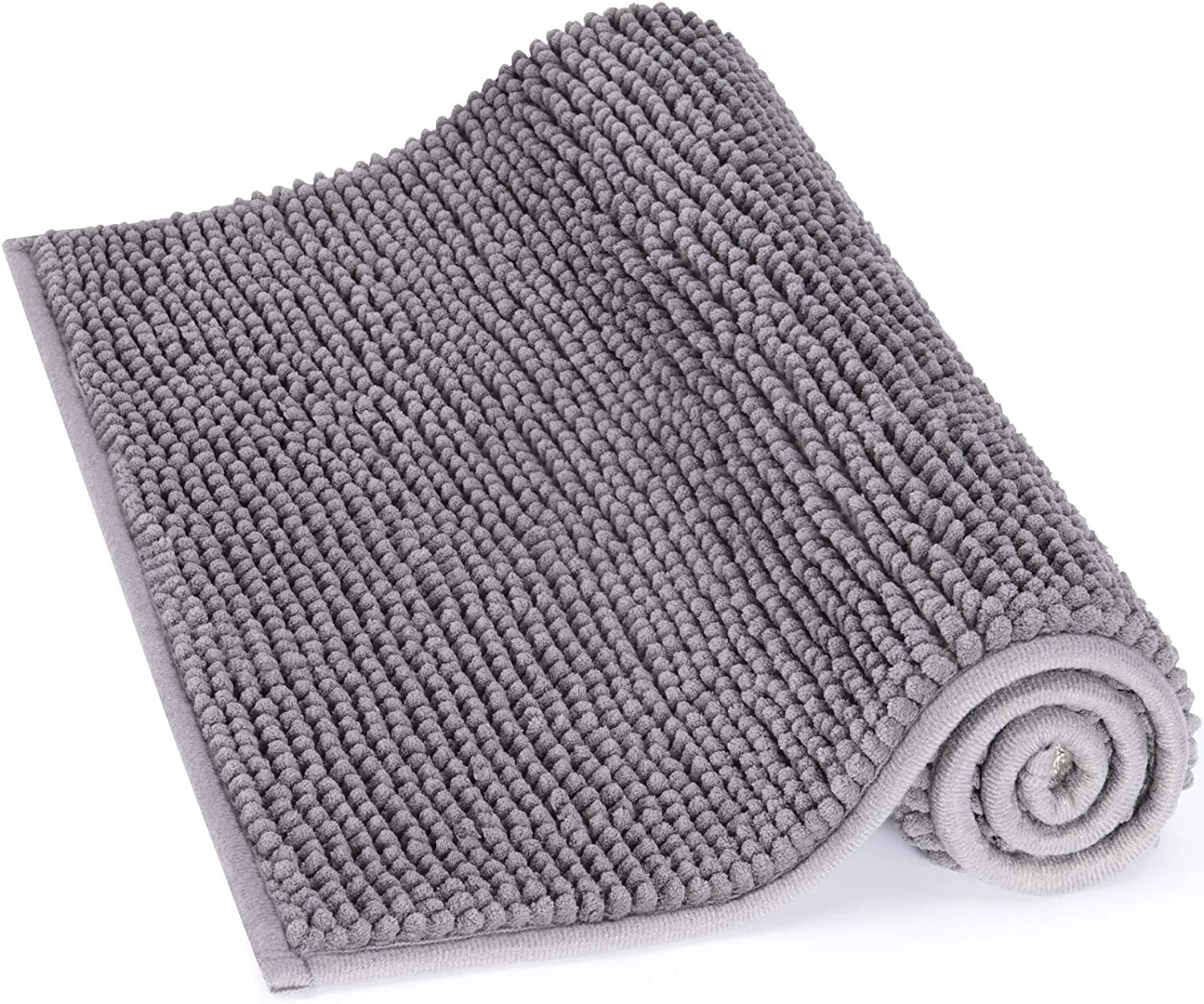 Lifewit Non-Slip 80 x 50 cm Chenille Bath Mat - Super Soft & Absorbent Shower Rug - Easy to Clean Bathroom Floor Mat for Wet Areas (Grey) - Perfect for Bathroom, Shower & Vanity Areas