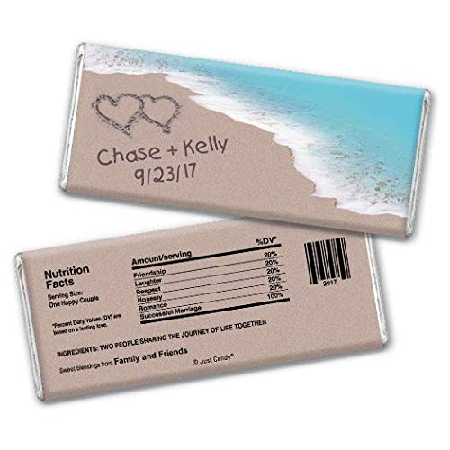 Personalized Milk Chocolate Bars for Wedding Favors - 12 Silver Foil Wrapped Gourmet Chocolates - Perfect for Bridal Showers, Receptions & Thank You Gifts