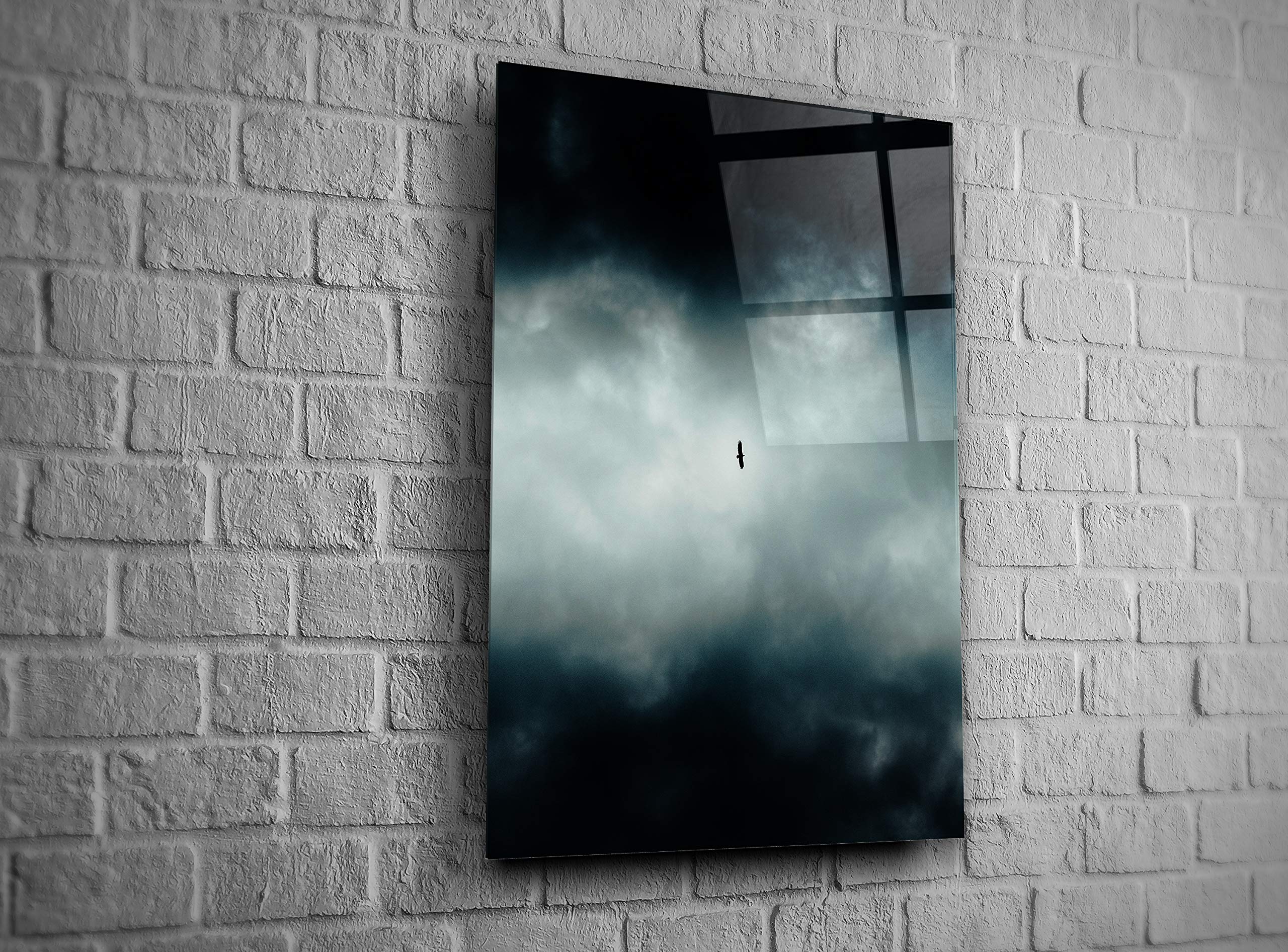 Premium Bird in The Sky Tempered Glass Wall Art - Nature Inspired Modern Decor for Home, Office & Hotel - Perfect Gift Idea (24x36 Inches) - Elevate Your Living Room, Bedroom or Workspace Decor