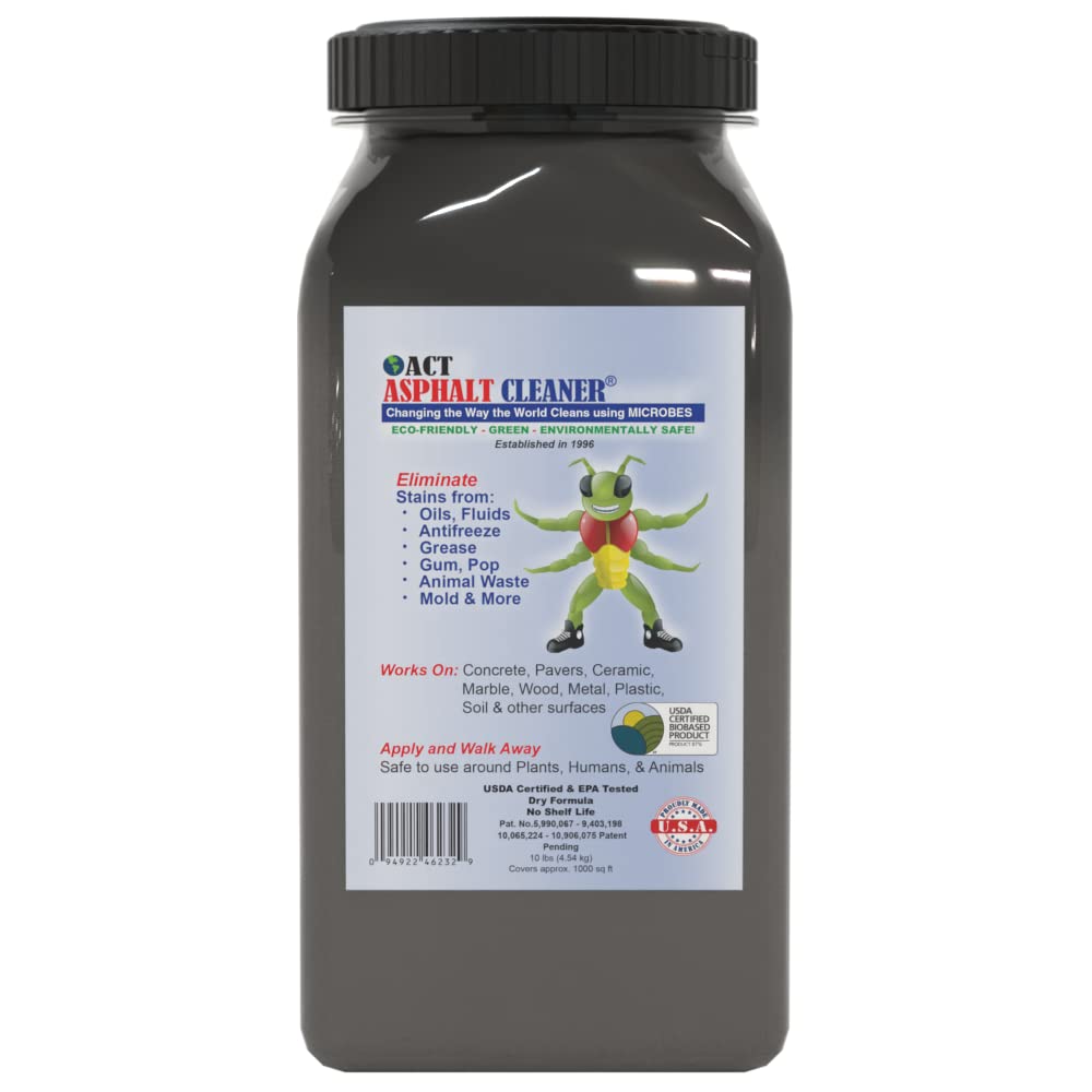 ACT Asphalt Cleaner (10lbs) - Heavy-Duty Driveway & Pavement Stain Remover - Ideal for Oil, Grease, and Tar Stains - Perfect for Home Driveways, Parking Lots, and Industrial Use