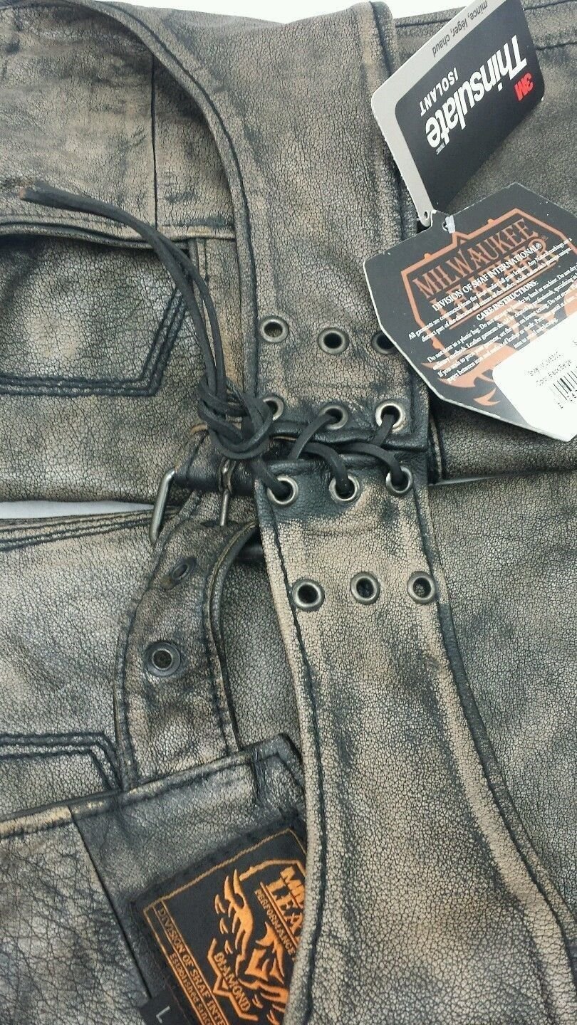 Men's Distressed Brown Leather Motorcycle Riding Chaps - Soft & Durable for Comfortable Long Rides - Perfect for Bikers, Harley Davidson Riders & Motorcycle Enthusiasts
