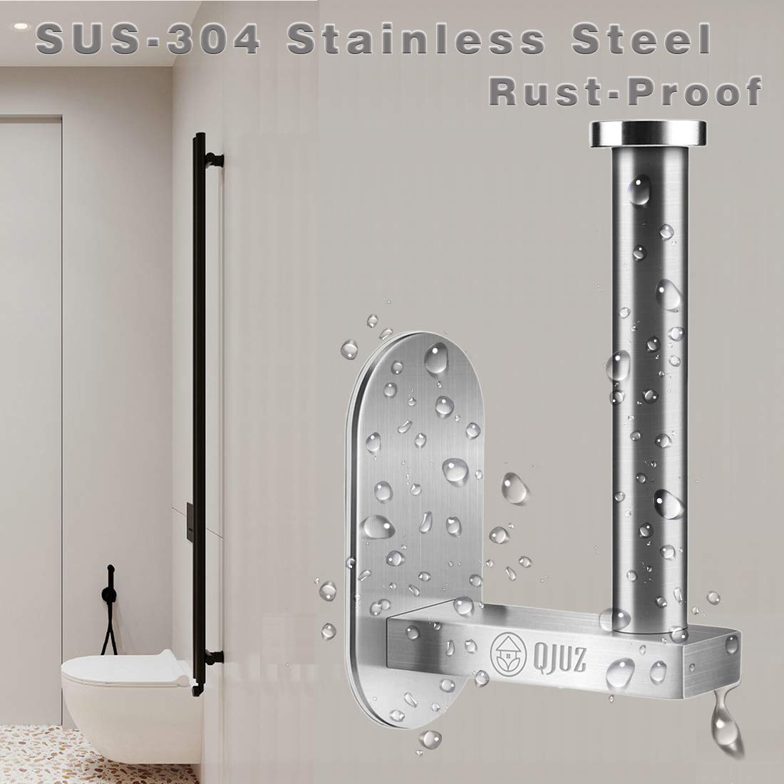 Stainless Steel Adhesive Toilet Paper Holder - No Drill Wall Mount for Bathroom & Kitchen - Brushed Nickel Tissue Paper Dispenser - Perfect for Small Spaces, Apartments, RVs and Dorm Rooms