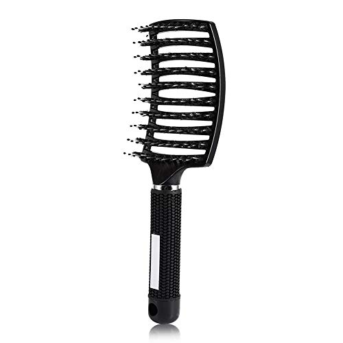 Hair Scalp Massage Comb - Hollow Design Head Massager with Bristle & Nylon for Styling - Home & Salon Use - Perfect for Relaxation & Hair Care (Black)