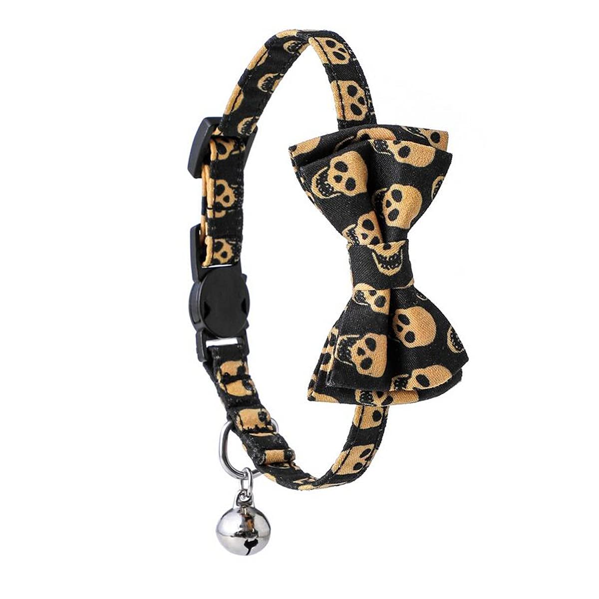 Halloween Cat Collar with Removable Bell & Adjustable Bow Tie - Skull Pet Accessories for Cats & Small Dogs | Perfect for Halloween Costumes & Party Outfits