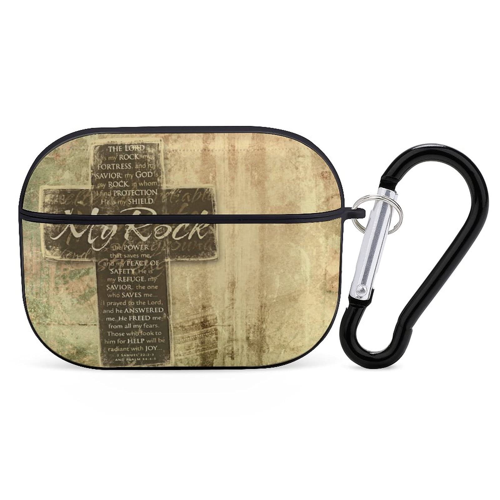 Christian Bible Verse 'The Lord Is My Rock' AirPods Pro Case Cover - Shockproof Protective Wireless Charging Compatible with Keychain & Headphone Accessories - Perfect for Church, Daily Devotion & Travel