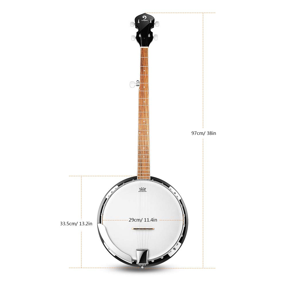 Vangoa 5 String Full Size Banjo with Resonator & Remo Head - Professional Closed Back Banjo Kit for Adults & Beginners - Includes Premium Accessories - Perfect for Bluegrass, Folk Music & Live Performances
