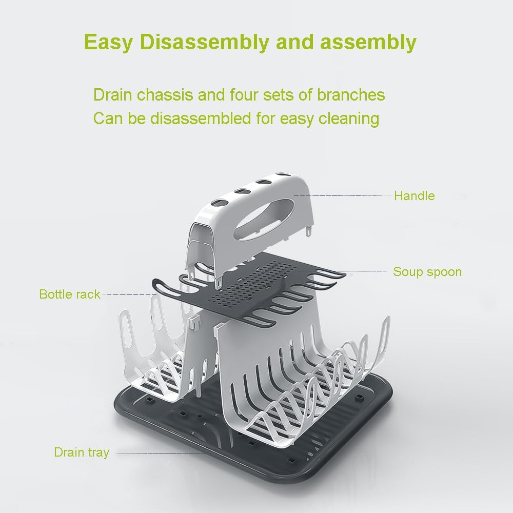 Portable Baby Bottle Drying Rack with Drain Tray - Multi-Layer Detachable Milk Bottle Holder for Breastfeeding & Formula Feeding - Perfect for Nursery, Kitchen Countertop & Travel Use
