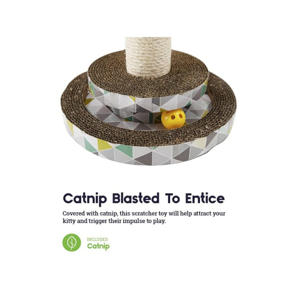 Interactive Cat Scratcher Tower with Play Track - Durable Scratching Post for Indoor Cats - Perfect for Playtime & Nail Care in Living Rooms & Bedrooms