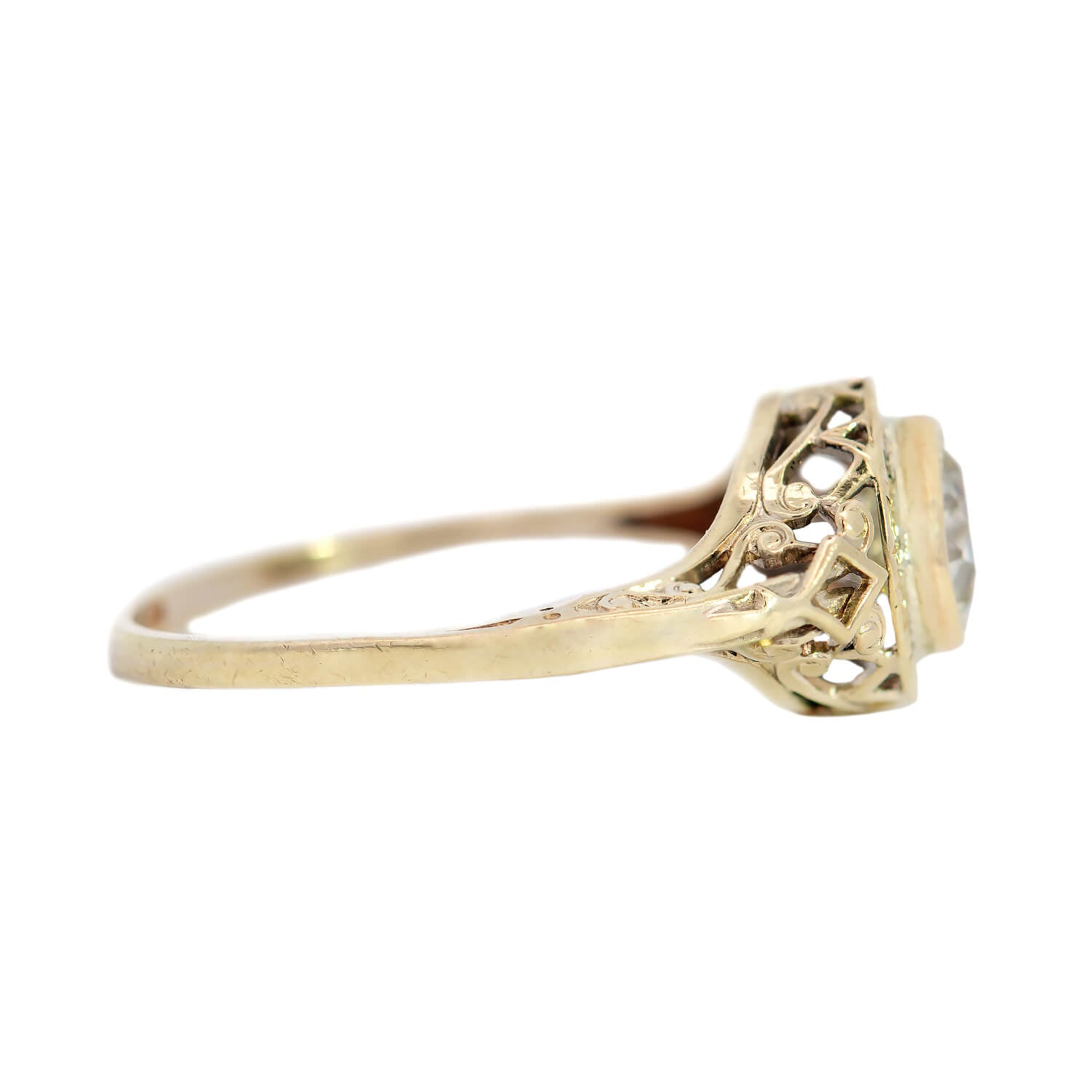 Art Deco 14K Yellow Gold Diamond Engagement Ring 1.11 Carat - Vintage Inspired Wedding Band for Proposal, Anniversary & Special Occasions