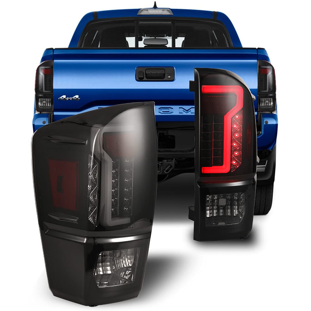 CPW LED Tail Lights for 2016-2023 Toyota Tacoma - Black/Smoke Lens Tube Bar Taillights | Waterproof & Durable Replacement | Perfect for Off-Roading, Night Driving & Custom Truck Upgrades