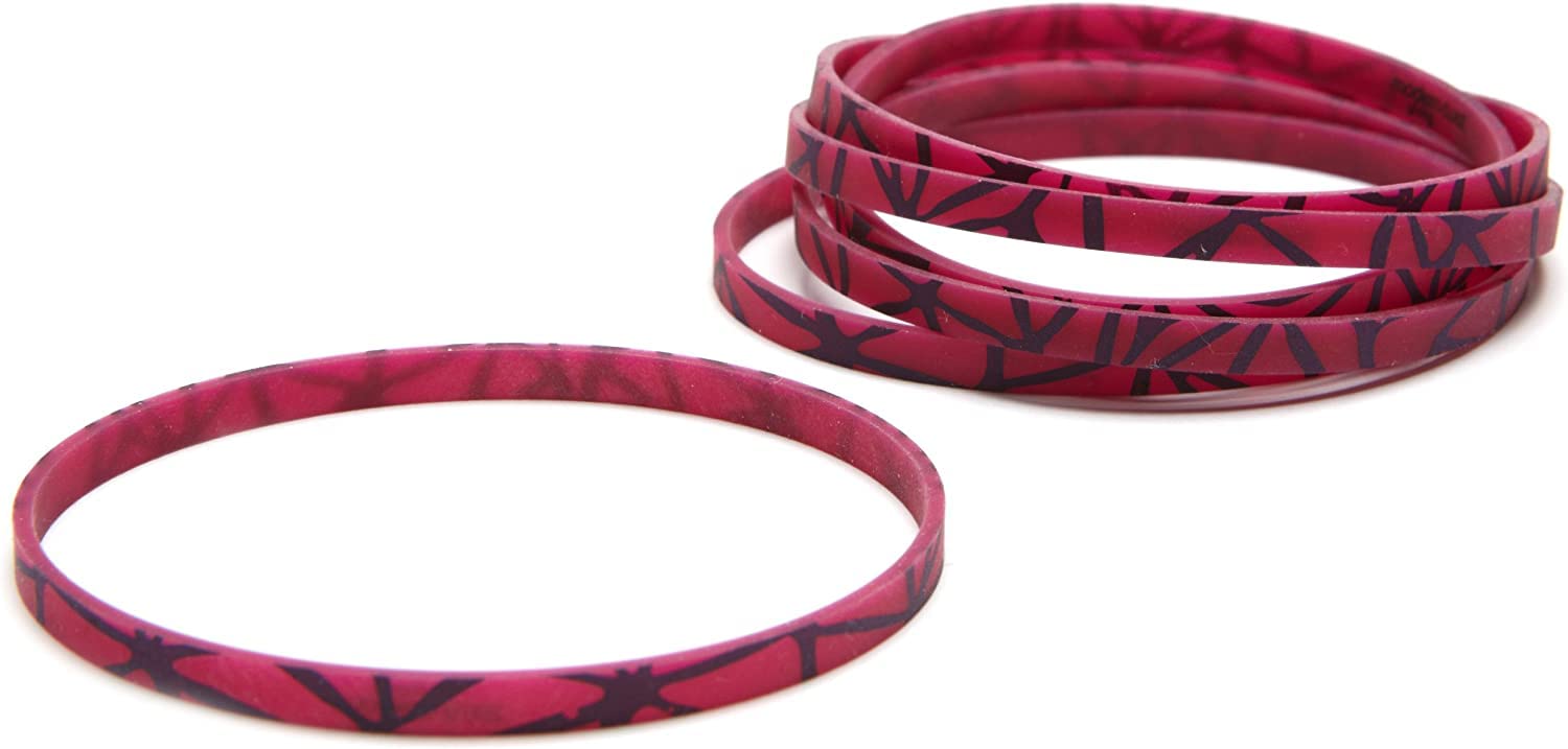 Modern-Twist Stretchy Silicone Link Bracelet Bands for Women & Girls - 6-Pack Set (Aubergine/Magenta) - Fashionable Hair & Wrist Accessories for Everyday Wear, Parties & Gifts