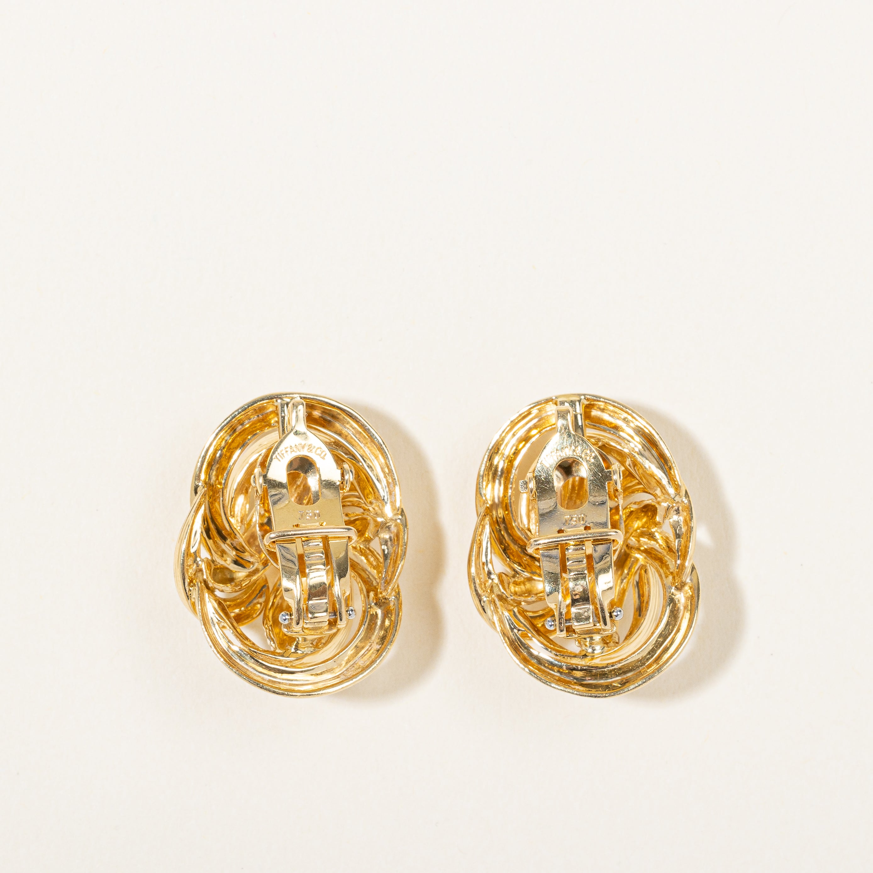 Tiffany & Co 18k Gold Oval Knot Clip-On Earrings for Women – Elegant Luxury Jewelry for Parties, Weddings & Special Occasions