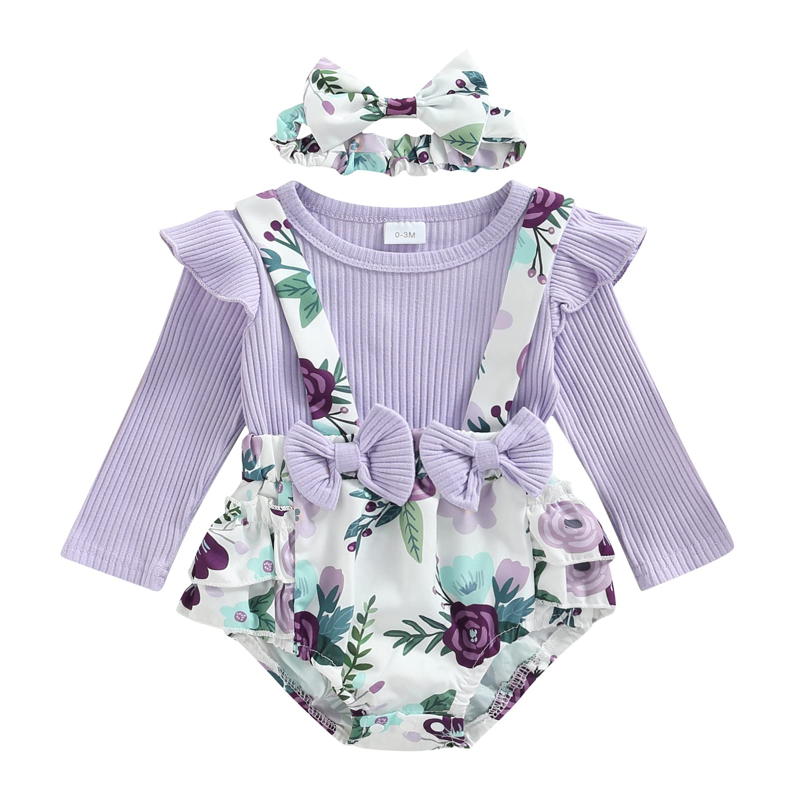 Floral Ruffle Sleeve Baby Girl Romper Dress with Headband - Newborn Spring Summer Outfit for Photoshoot, Birthday Party & Family Gathering