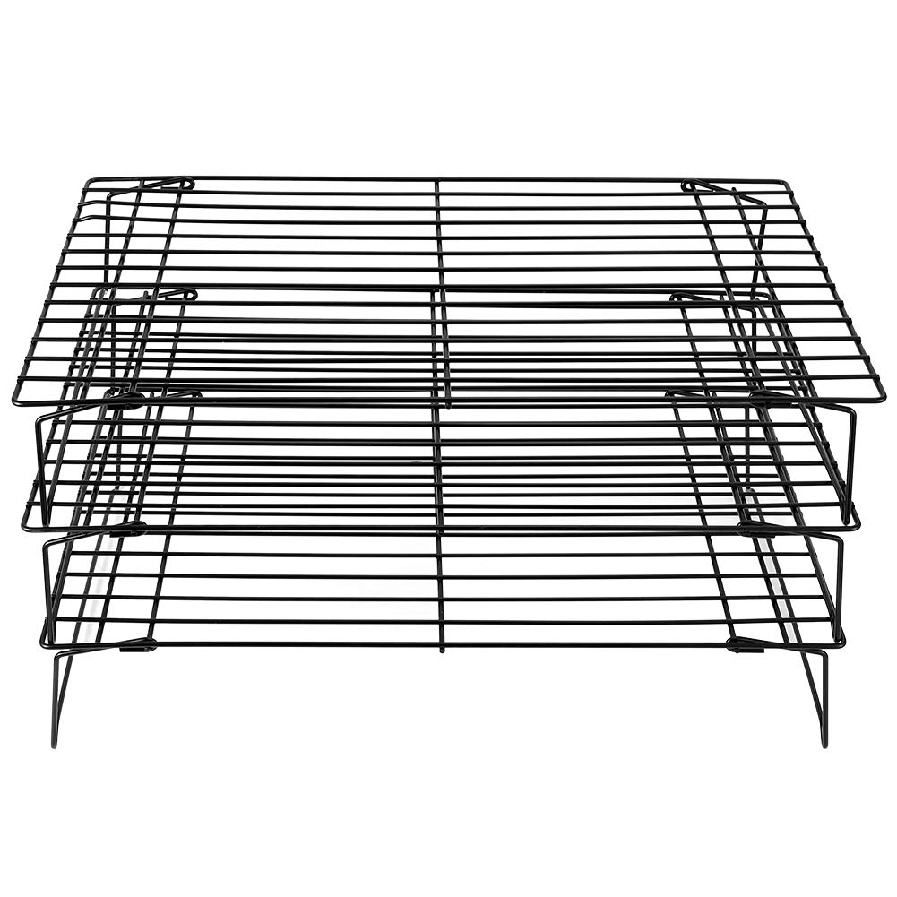 Premium Non-Stick BBQ Cooling Rack - Foldable 15.7 x 9.8 x 8.3 Inch Heavy Duty Food Grade Iron Grid for Baking, Grilling & Food Prep - Perfect for Cooling Cookies, Cakes, Pies, Pastries & BBQ Meats - Ideal for Home Kitchens, Bakeries & Outdoor Cooking