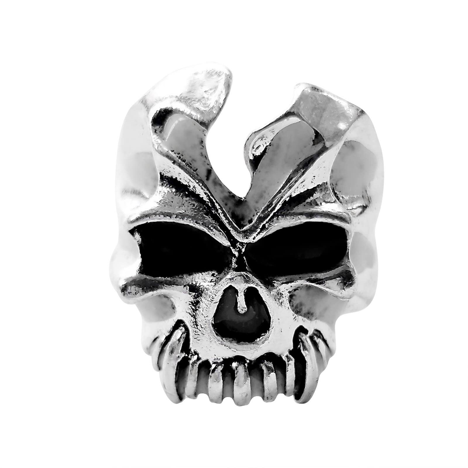 Adjustable Stainless Steel Glow in the Dark Skull Ring for Men & Women - Cool Luminous Halloween Jewelry Gift for Parties, Cosplay & Gothic Fashion