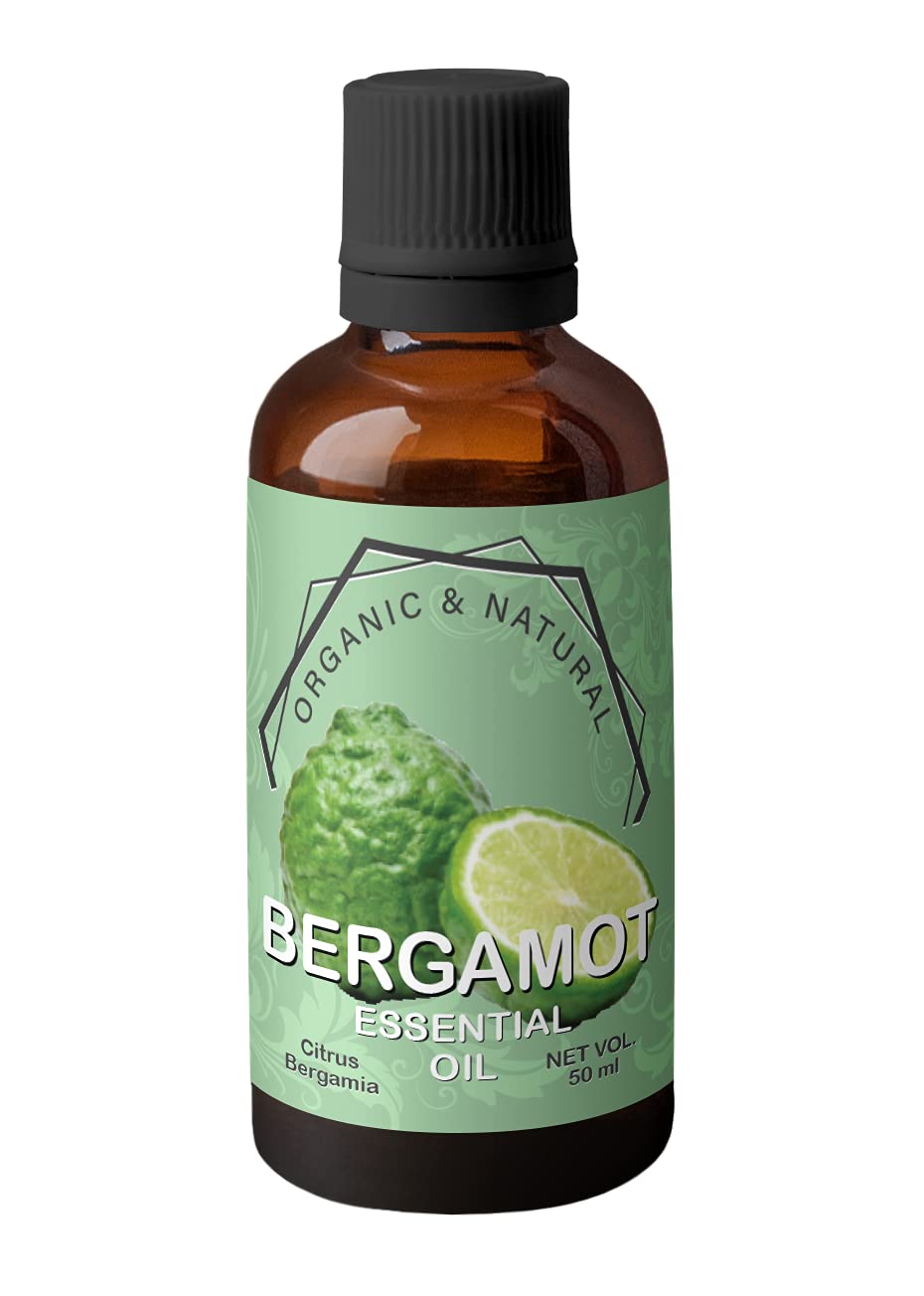 Pure Bergamot Essential Oil for Skin Care - 50ml Natural Aromatherapy Oil for Glowing Complexion & Stress Relief | Perfect for Massage, Diffuser & DIY Skincare
