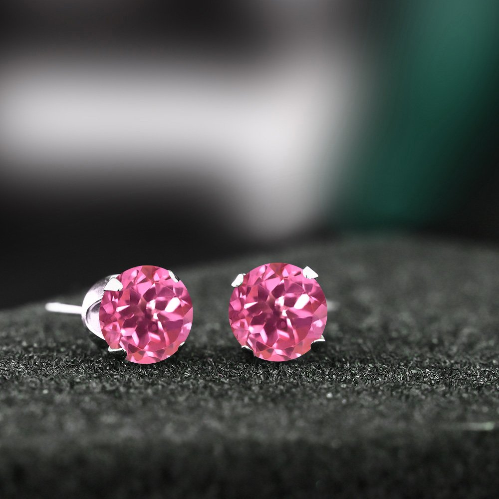 3.10 Ct Round 7.00MM Pink Mystic Topaz 925 Sterling Silver Stud Earrings for Women & Men | Gem Stone King | Elegant Jewelry for Parties, Weddings & Everyday Wear