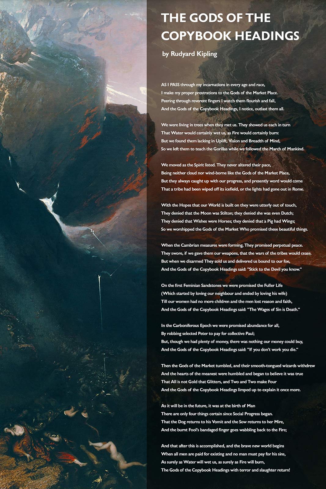 Rudyard Kipling Poem Print - The Gods of The Copybook Headings - Heaven & Hell Art Photo Poster - 15x10 Inch Wall Decor - Perfect Gift for Poetry Lovers & Literary Enthusiasts - Ideal for Home, Office, or Classroom Decoration