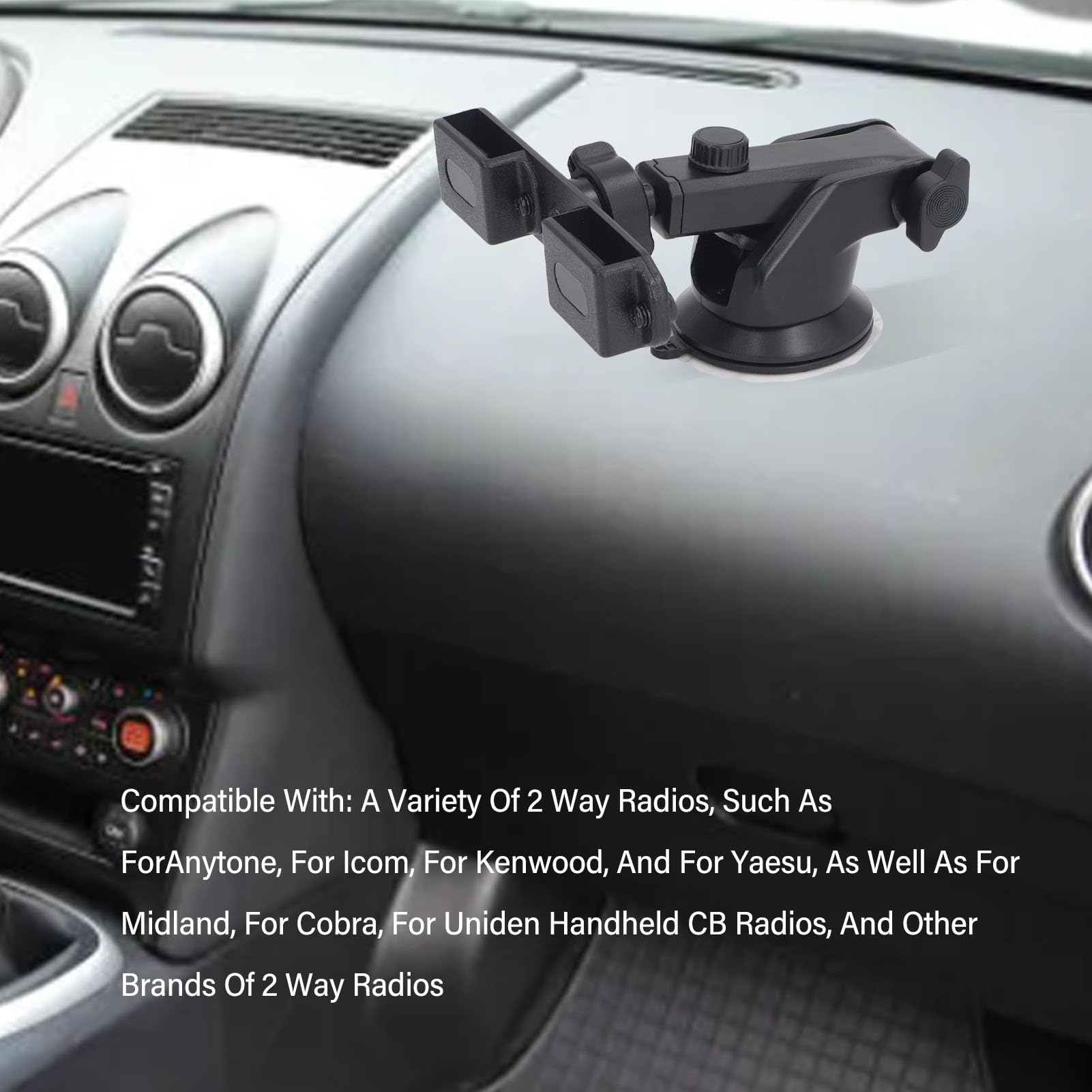 Dashboard Talkie Holder with Strong Suction Cup - Universal Handheld Radio Mount for Yaesu, Kenwood & More 2-Way Radios - Perfect for Truck, Car & Emergency Vehicles