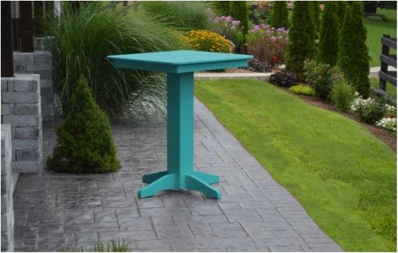A & L Furniture Square Bar Table with FREE 2 Umbrella Holes - Outdoor Patio Dining & Backyard Entertaining