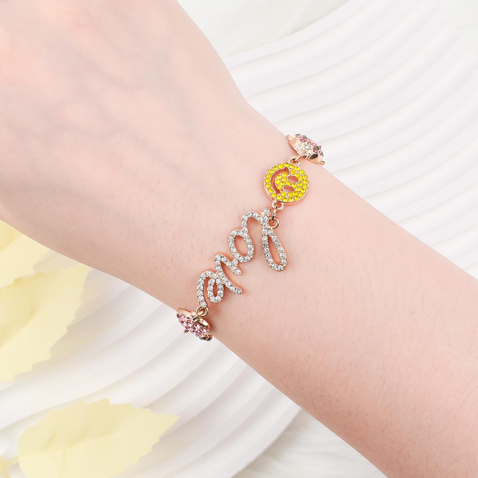 Cute Colorful Love Heart Charm Bracelets for Women - Adjustable Smiley Bear Butterfly Peace Sign Flower Beetle Red Lip Clover Animal Gold Link Hippie Statement Bracelets | Y2K Preppy Jewelry Gift for Women, Girls, Teens | Perfect for Parties, Gifts, Everyday Wear