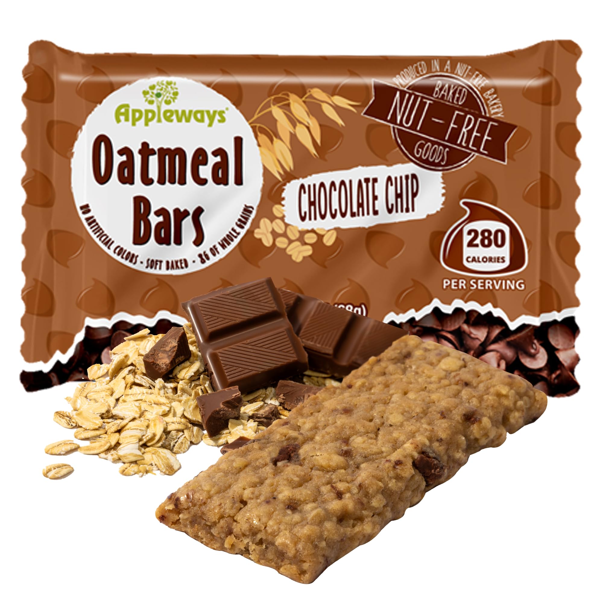 Individually Wrapped Chocolate Oatmeal Bars - 160 Count (24 lbs) - USA Made Oatmeal Chocolate Chip Snacks - 2.4 Oz Each - Perfect for School Lunches, Office Snacks & On-the-Go Energy
