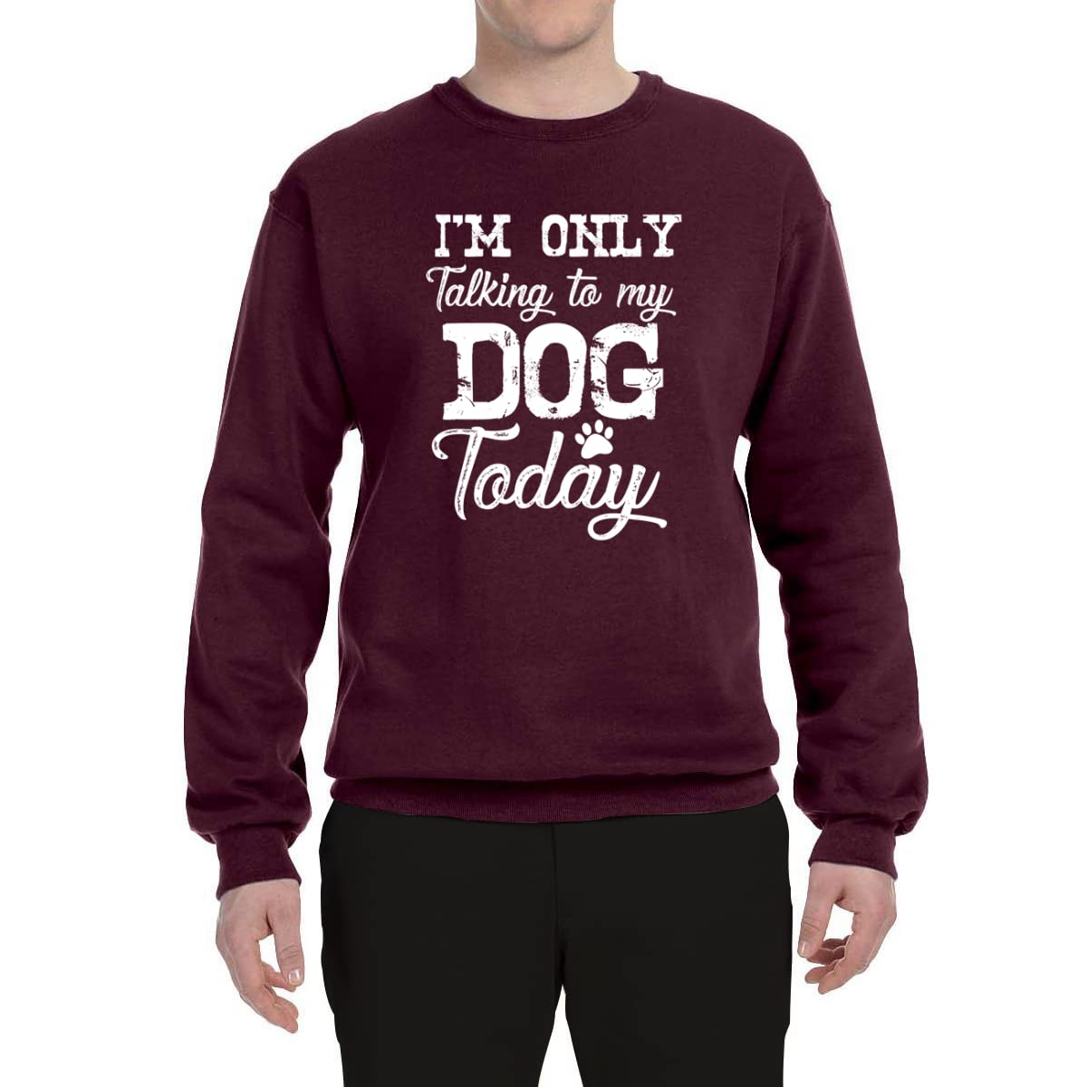 Wild Bobby 'I'm Only Talking to My Dog Today' Funny Dog Lover Graphic Sweatshirt for Men & Women - Casual Comfort Wear for Dog Owners, Pet Lovers, and Cute Outfit Ideas