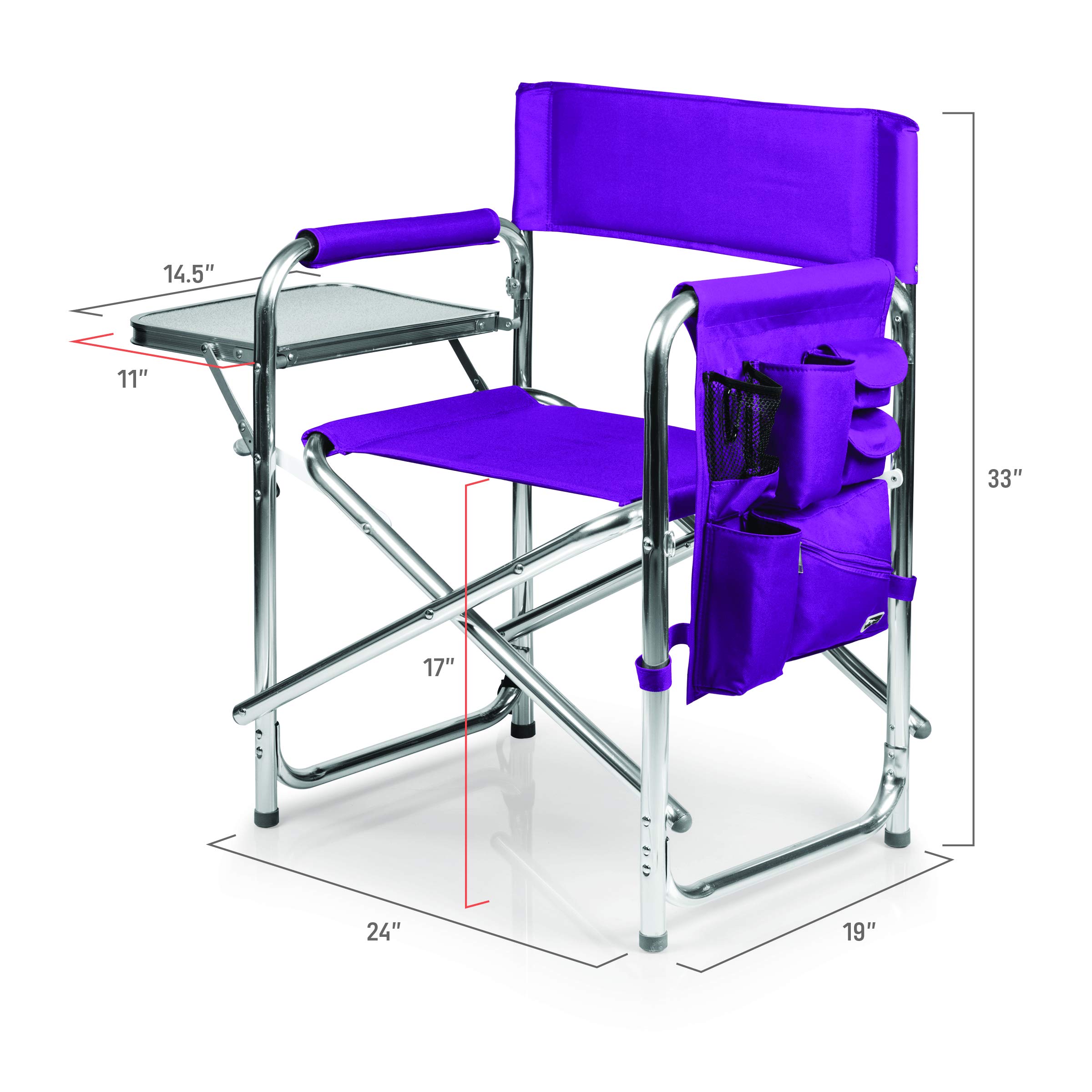 PICNIC TIME NFL Unisex-Adult Portable Sports Chair with Side Table - Lightweight Folding Beach & Camping Chair for Outdoor Games, Tailgating, Concerts & Backyard Relaxation