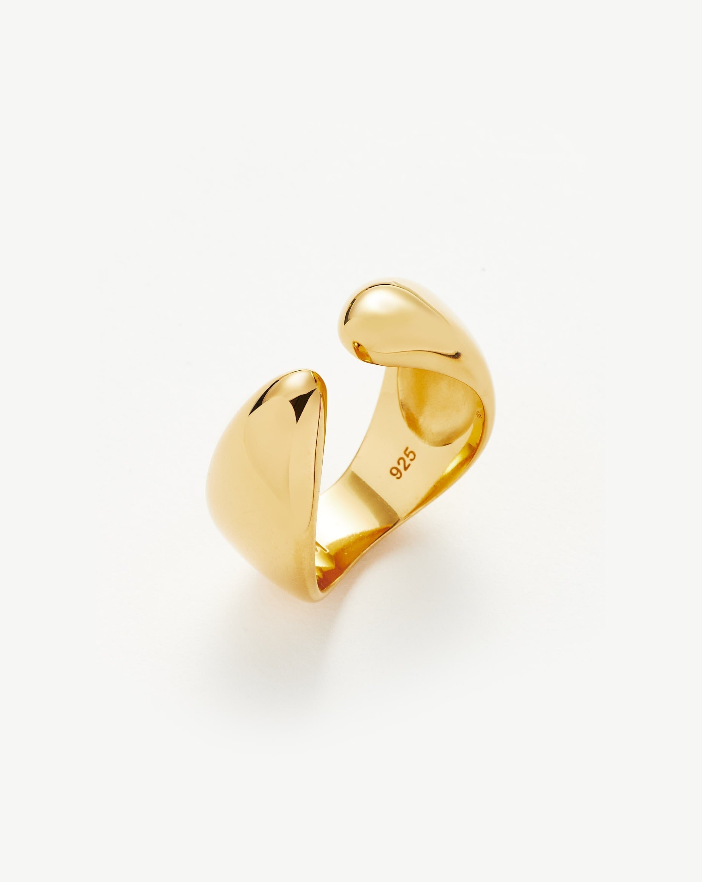 Savi Sculptural Open Stacking Ring - 18k Gold Vermeil Stackable Minimalist Jewelry for Women - Perfect for Layering, Everyday Wear & Special Occasions