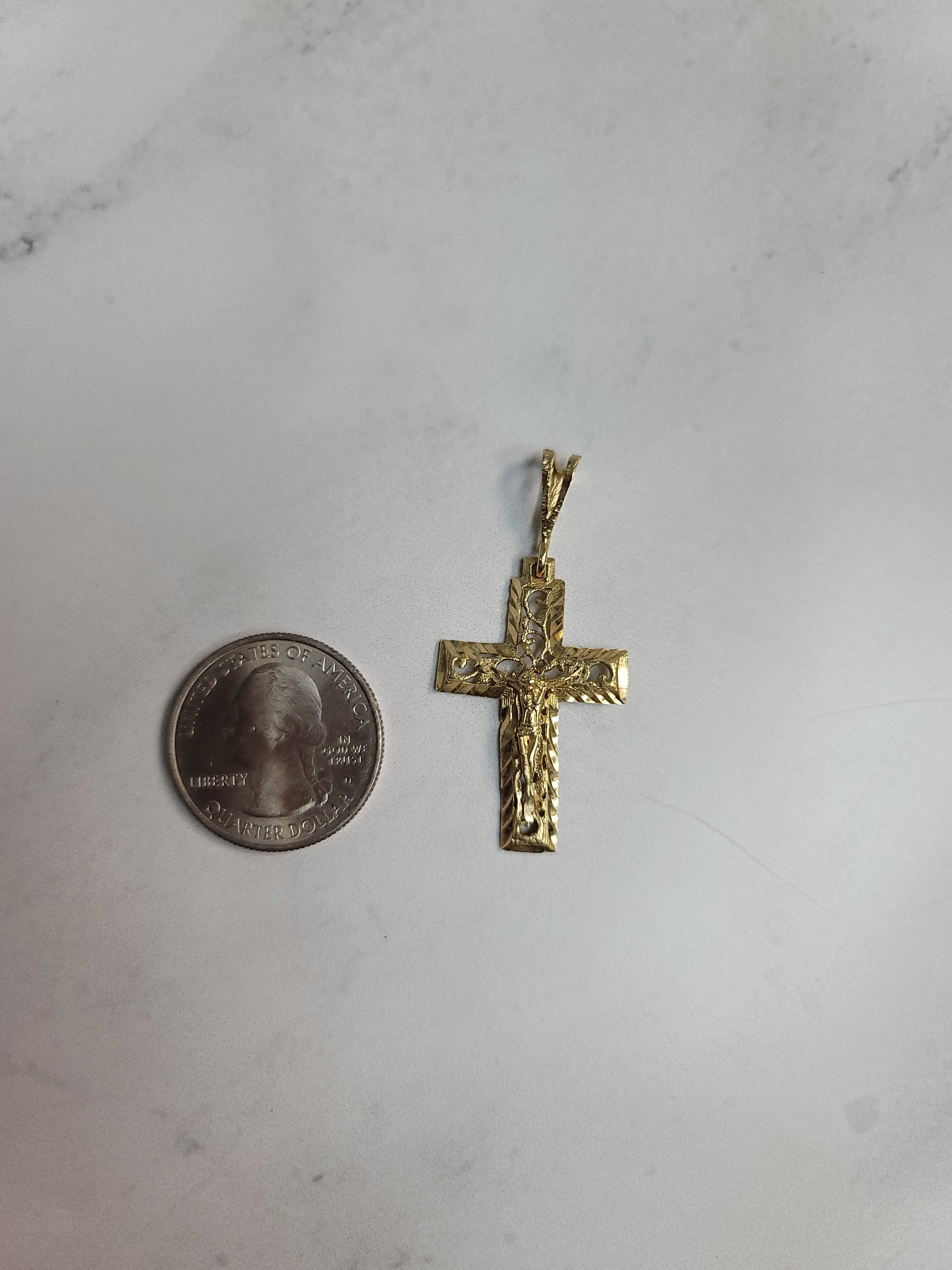 14K Yellow Gold Large Diamond-Cut Crucifix Pendant - Perfect for Religious Gifts, Baptism, First Communion & Everyday Faith Jewelry
