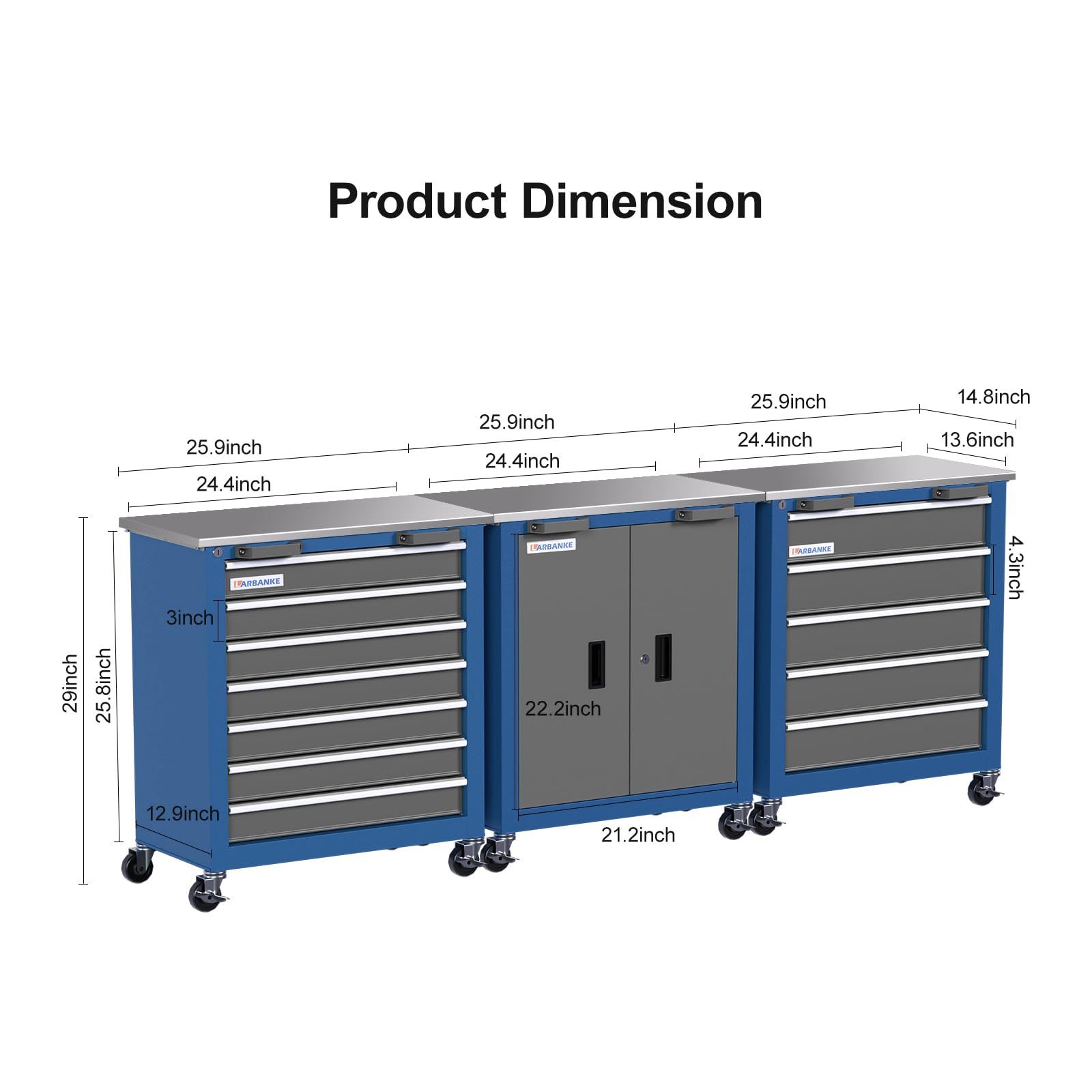5-Drawer & 7-Drawer Rolling Tool Cabinet with Wheels - Heavy Duty Double Door Tool Chest with Connecting Buckles for Garage, Workshop & Professional Use