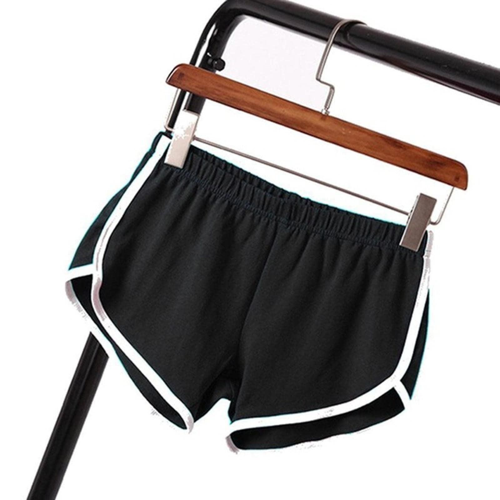 Women's High Waist Elastic Seamless Gym Shorts with Pockets - Summer Sport Shorts for Fitness, Running & Training - Push Up Leggings in Black Polyester - Perfect for Yoga, Workouts & Active Lifestyle