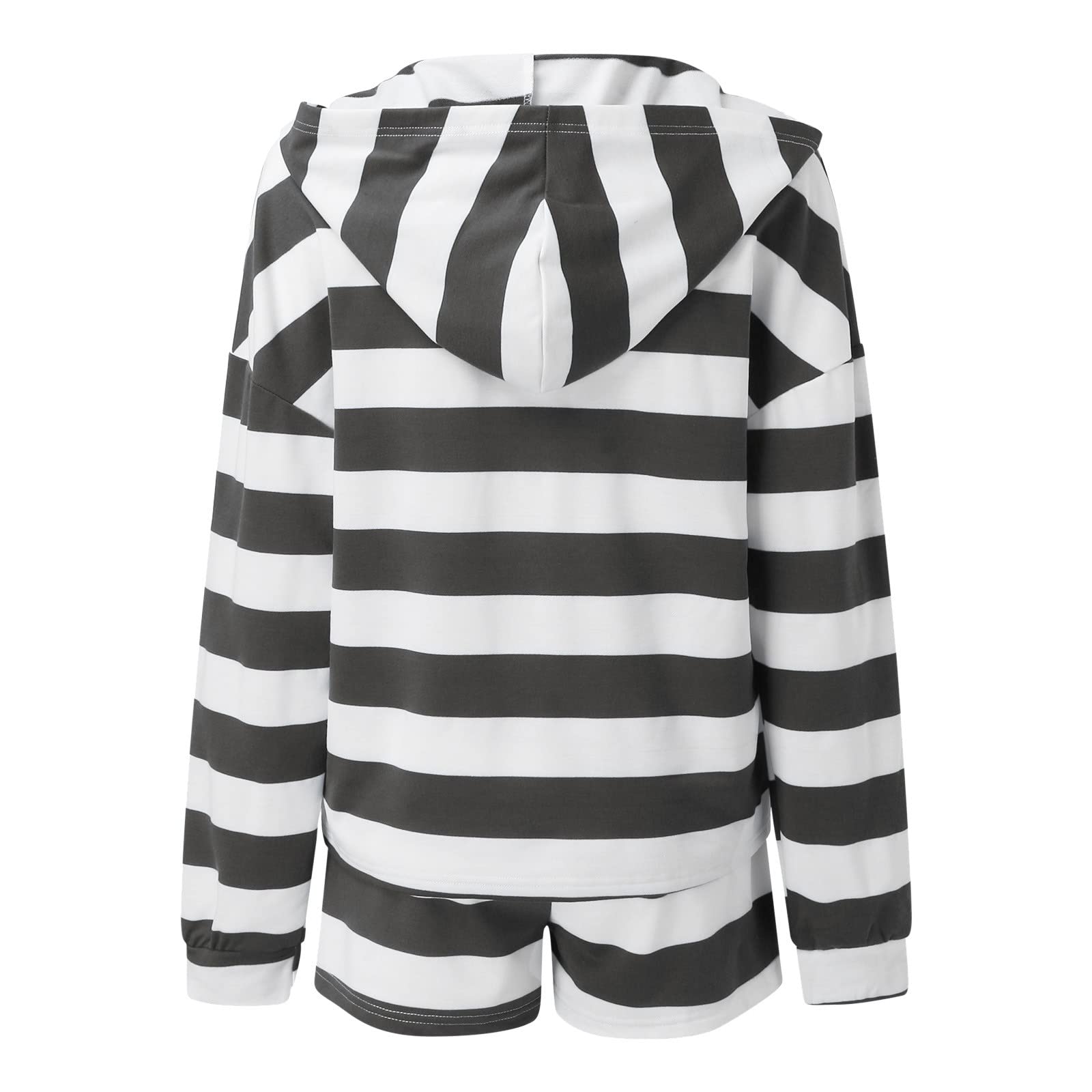 LCMTWX Women's Workout Sets - Striped 2-Piece Gym Outfits with Long Sleeve Hoodie for Running, Yoga & Training | Comfortable Casual Sportswear for Women | Perfect for Gym, Jogging & Active Lifestyle